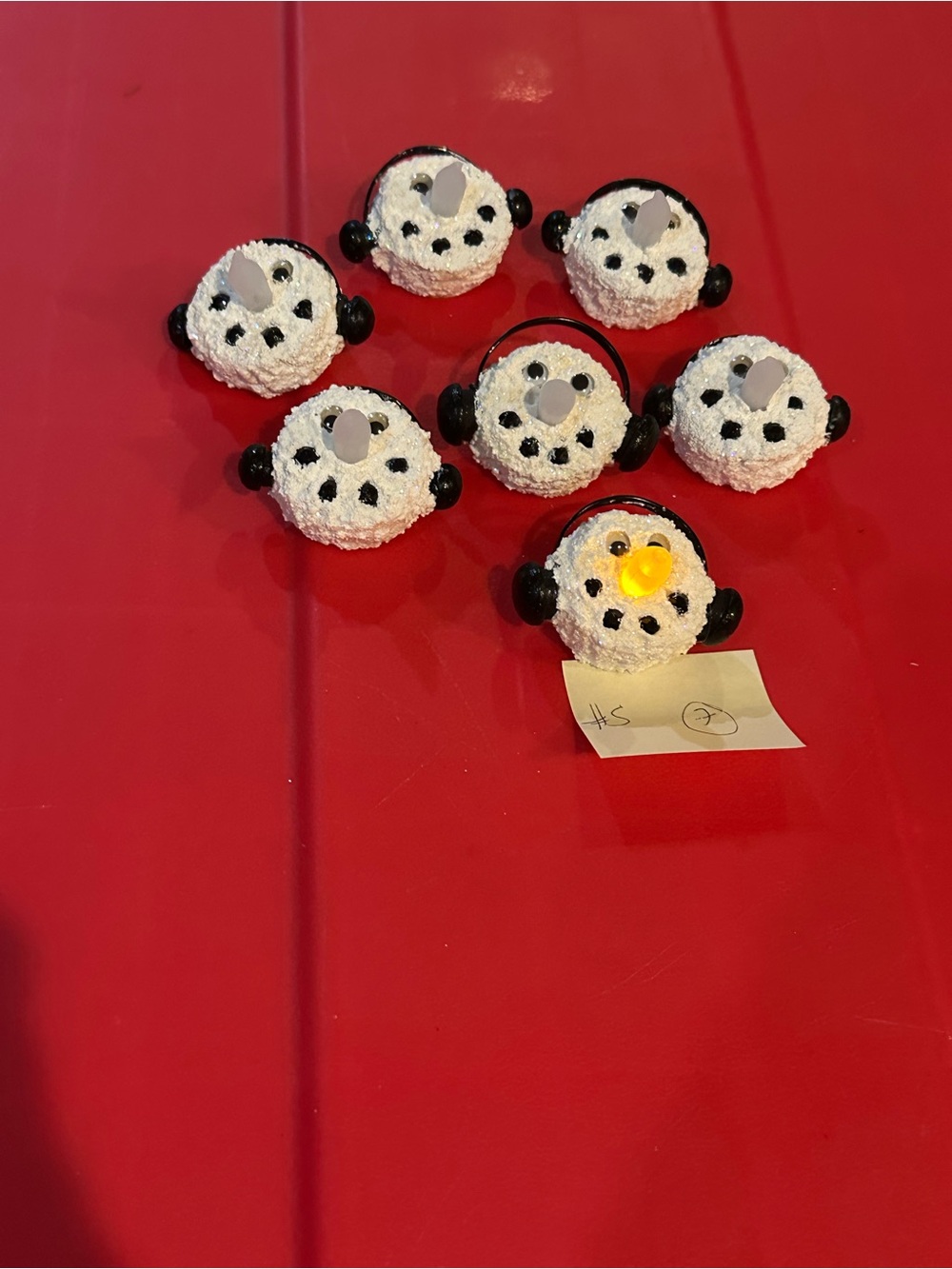 Homemade 7 Snowman Ear Muffs holiday pins